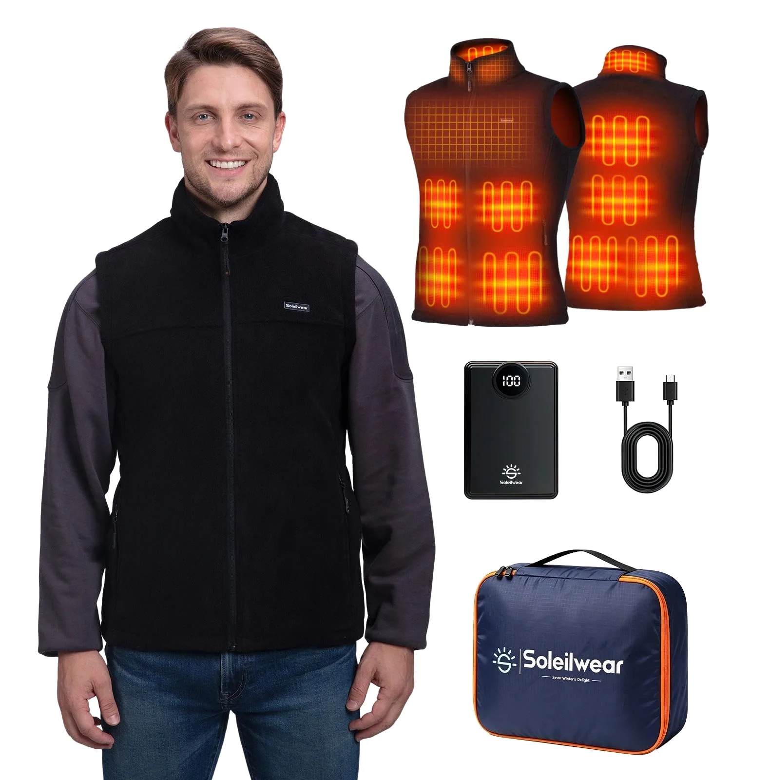 Soleilwear Men's Heated Vest Pair