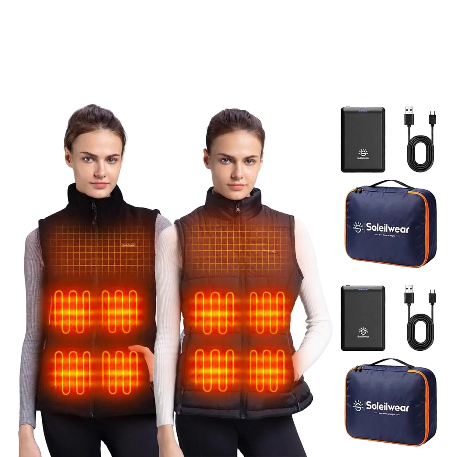 Soleilwear Women's Heated Vest Pair