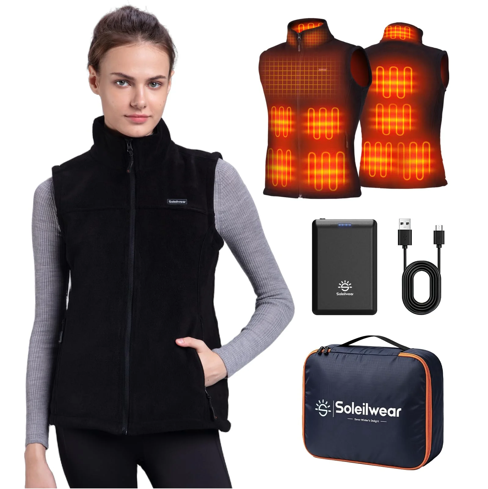 Soleilwear Women's Fleece Heated Vest